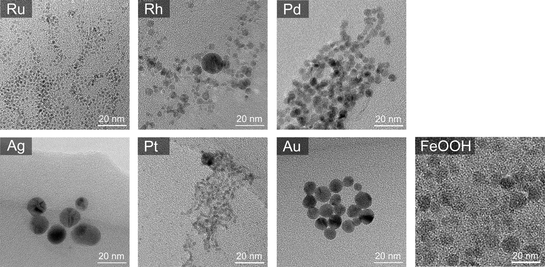 サンプル画像 純金属および水酸化物ナノ粒子